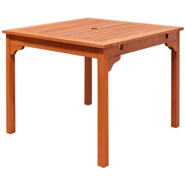 Teak Finish 36 Inch Square Outdoor Dining Table